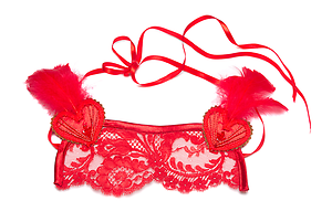 Holloway Smith Noir Red Lace Mask 2 Feather